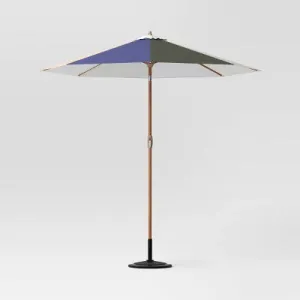 Open Box - 9' Round Color-Blocked Outdoor Patio Market Umbrella Basil with Faux Wood Pole - Threshold