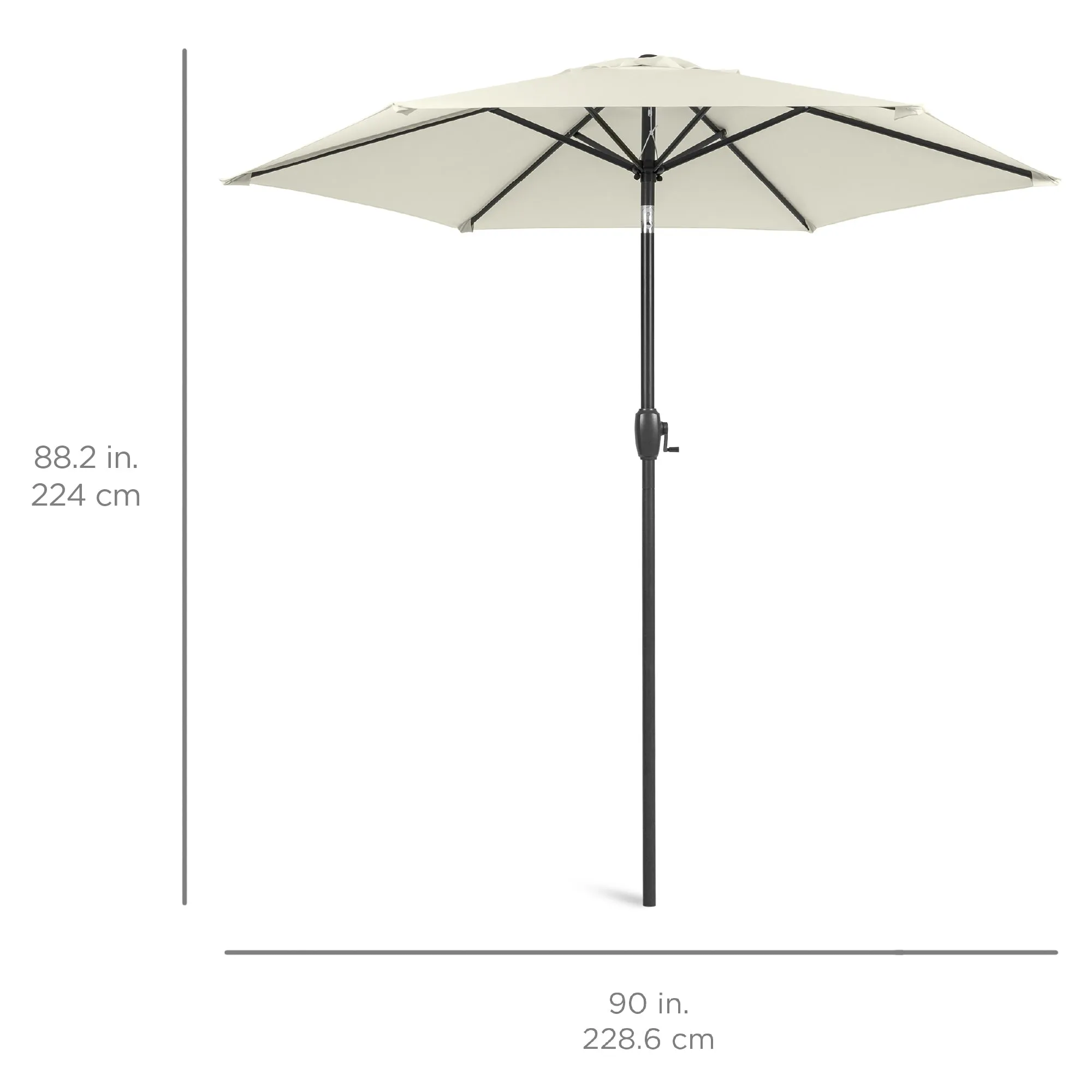 Outdoor Market Patio Umbrella w/ Push Button Tilt, Crank Lift - 7.5ft