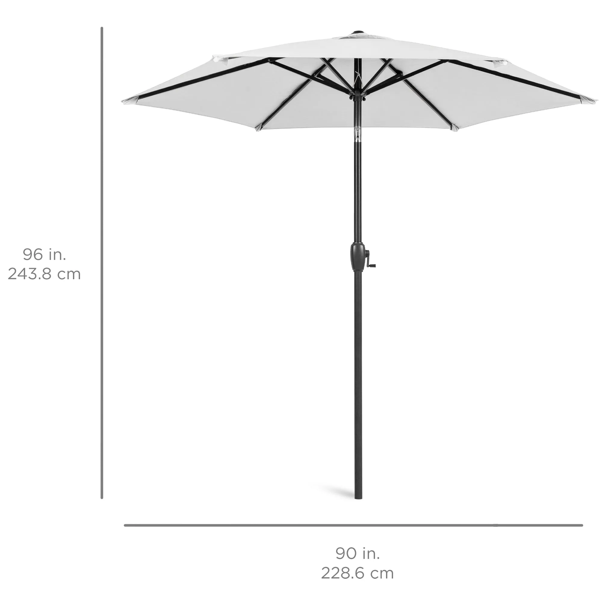 Outdoor Market Patio Umbrella w/ Push Button Tilt, Crank Lift - 7.5ft