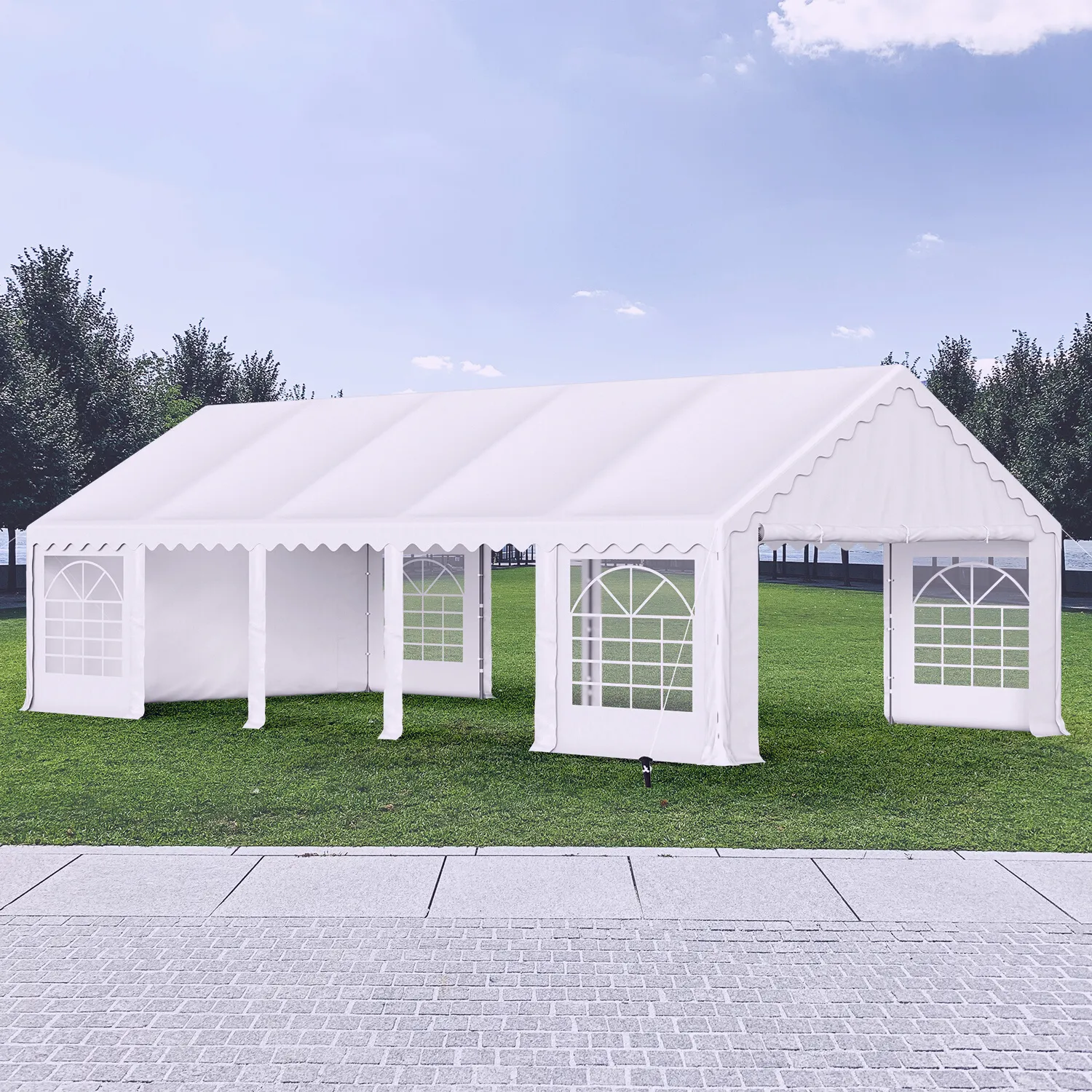 Phi Villa White Heavy Duty Party Tent Wedding Event Shelter with Removable Sidewalls