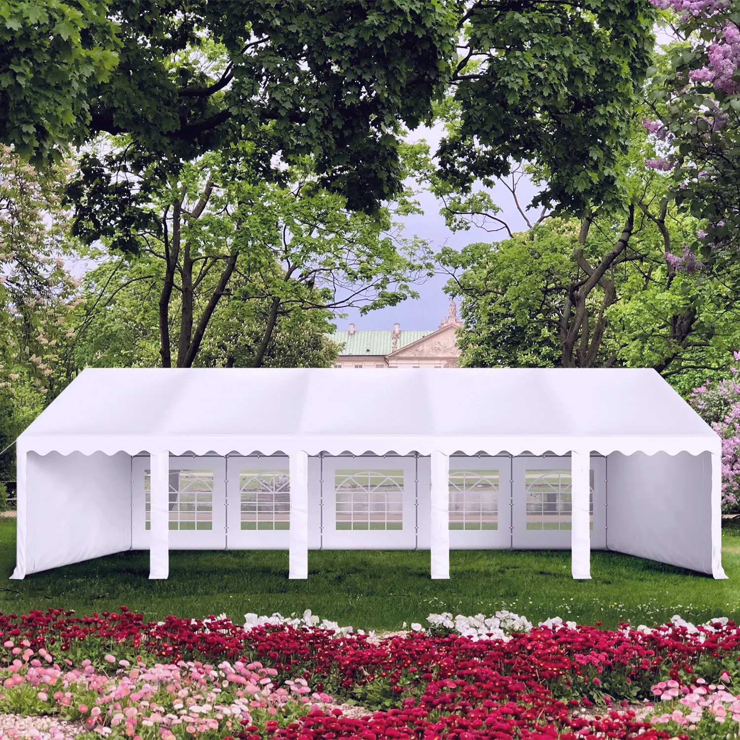 Phi Villa White Heavy Duty Party Tent Wedding Event Shelter with Removable Sidewalls