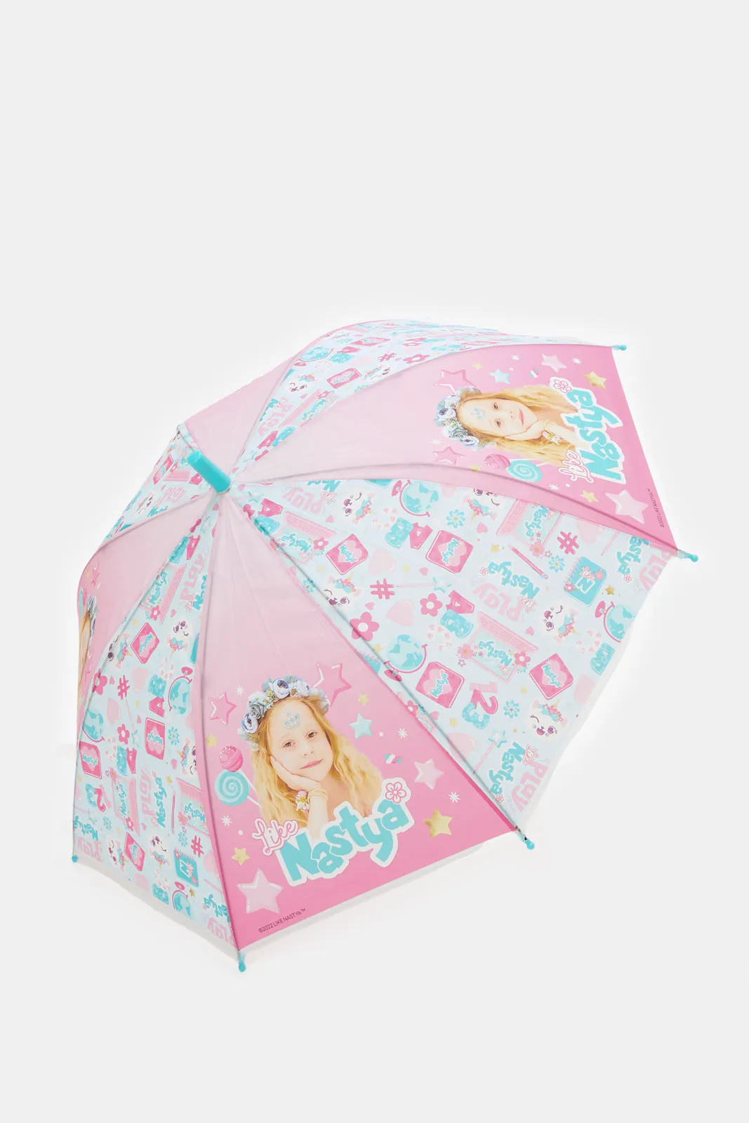 Pink And Blue Printed Lightweight Umbrella