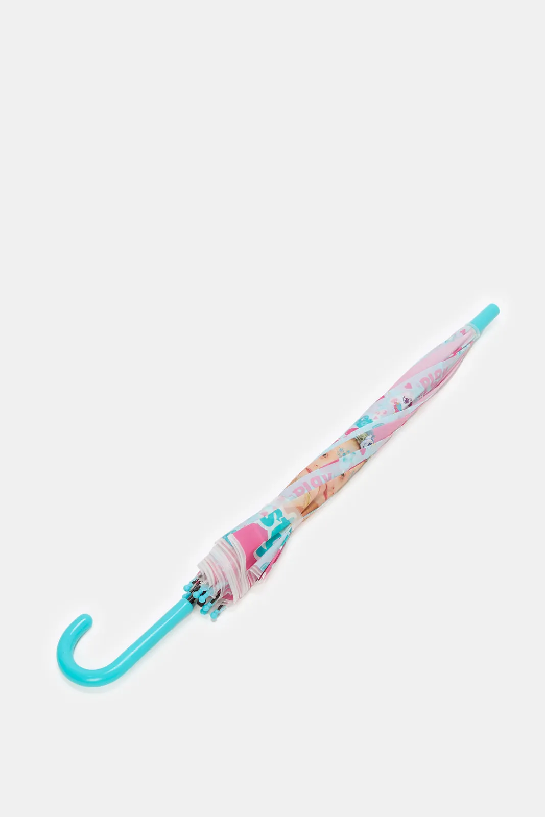 Pink And Blue Printed Lightweight Umbrella