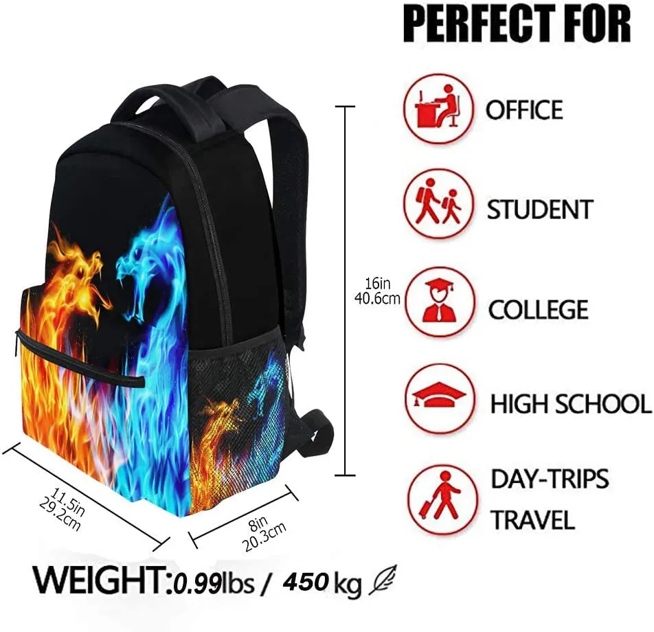 "Experience the Power of the Fire Dragon with the Ultimate Galactic Laptop Backpack - Stylish and Functional for Fashionable Teens and Scholars - Water-Repellent, Perfect for University, Travels, and Everyday Adventures!"