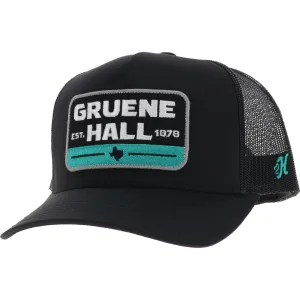 "Gruene Hall" Hat Black w/Turquoise /White Patch