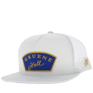 "Gruene Hall" Hat White w/Gold & Navy Patch