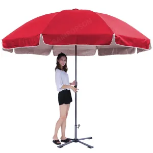 RAINPOPSON Super Cloth Umbrella With Stand Holder for Patio Garden Outdoor, Waterproof, 42in/7ft Big Size (Red)