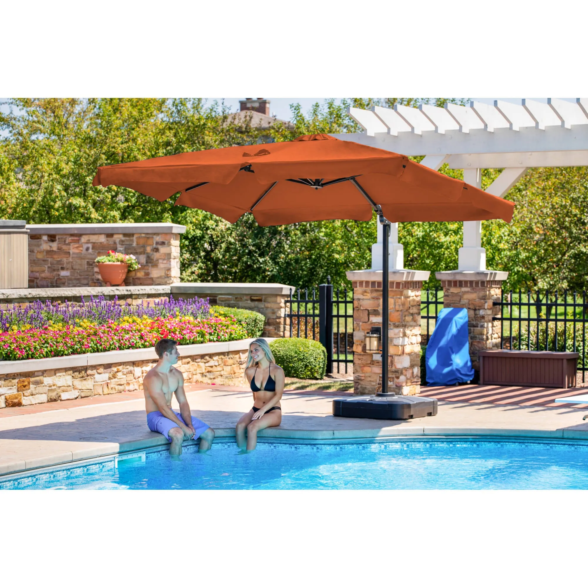 Santorini 10-ft Square Cantilever Umbrella in Sunbrella® Acrylic