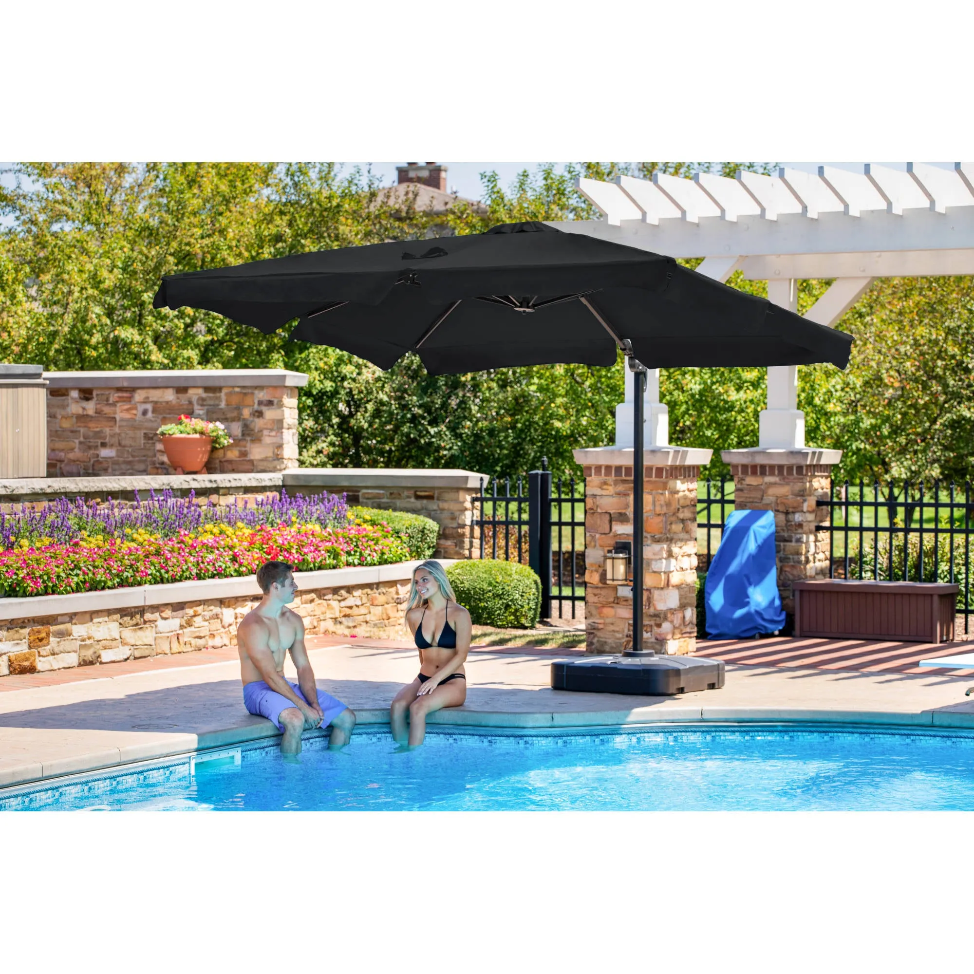 Santorini 10-ft Square Cantilever Umbrella in Sunbrella® Acrylic