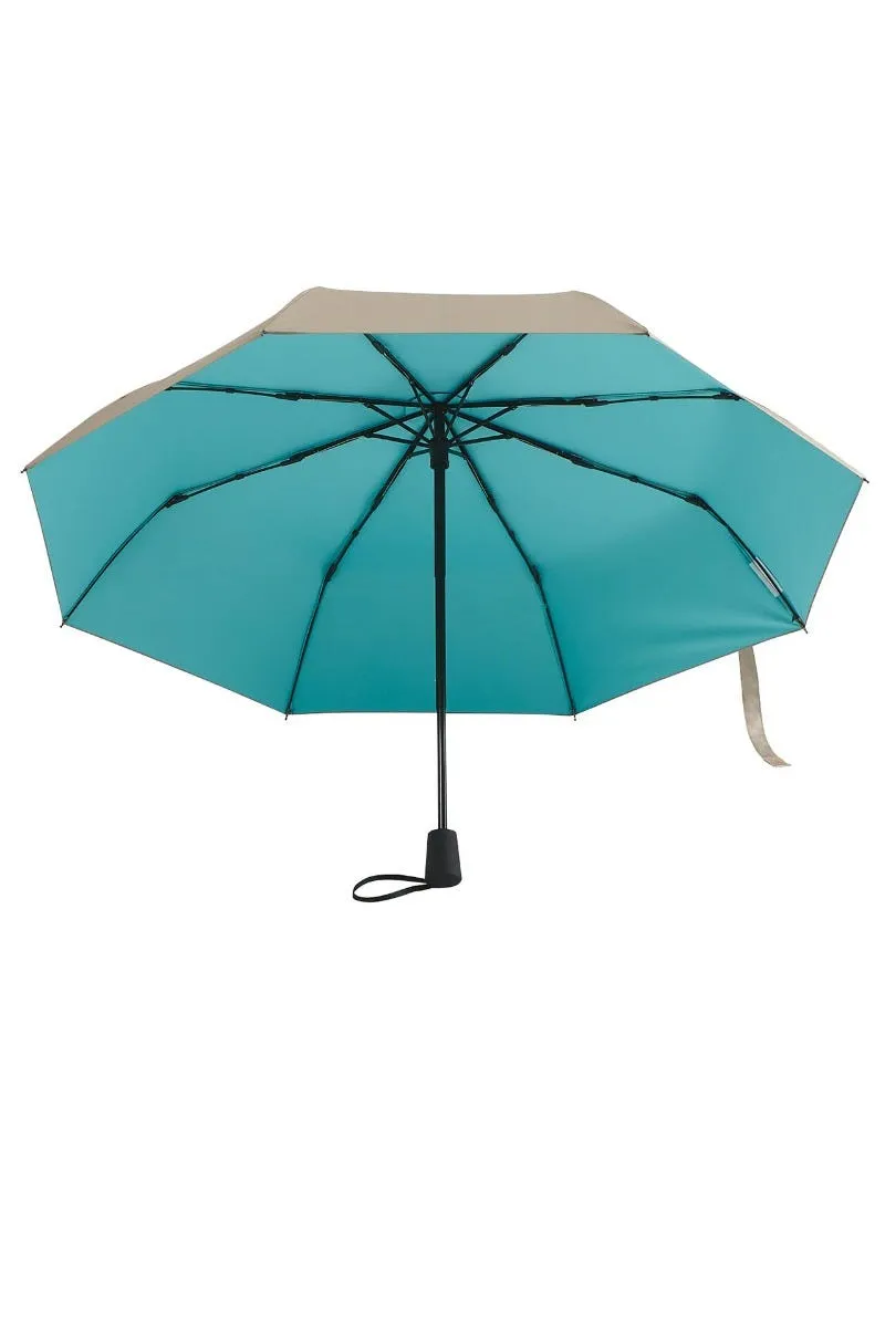 Sanya Compact Umbrella  |  Gold/Aqua Metallic