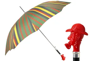 Sherlock Holmes Handle Umbrella with Classic Striped Pattern