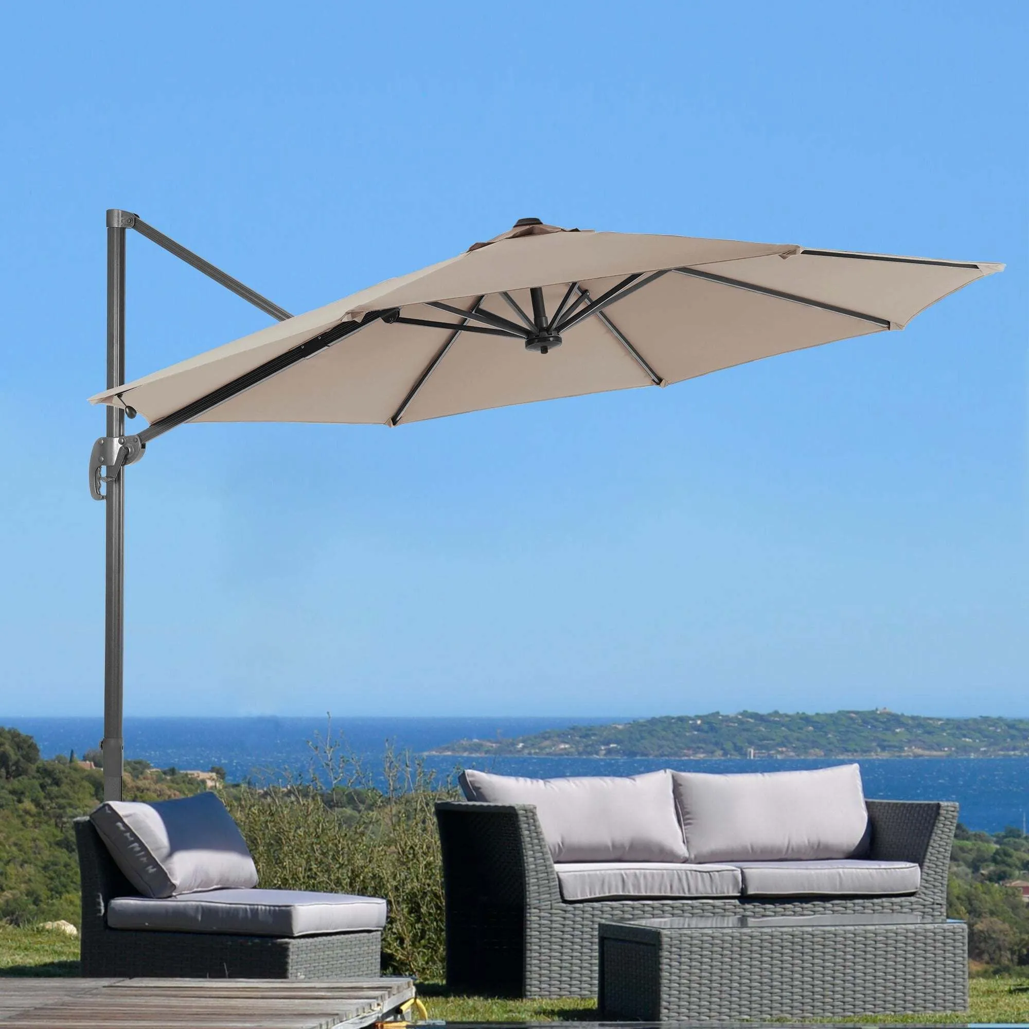 SONKUKI 10ft Patio Cantilever Umbrella Standard