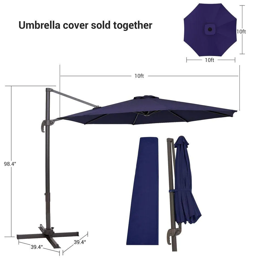 SONKUKI 10ft Patio Cantilever Umbrella Standard