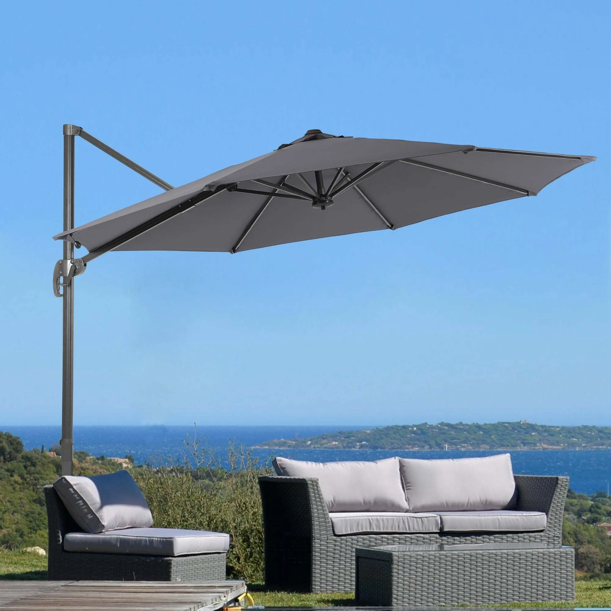 SONKUKI 10ft Patio Cantilever Umbrella Standard