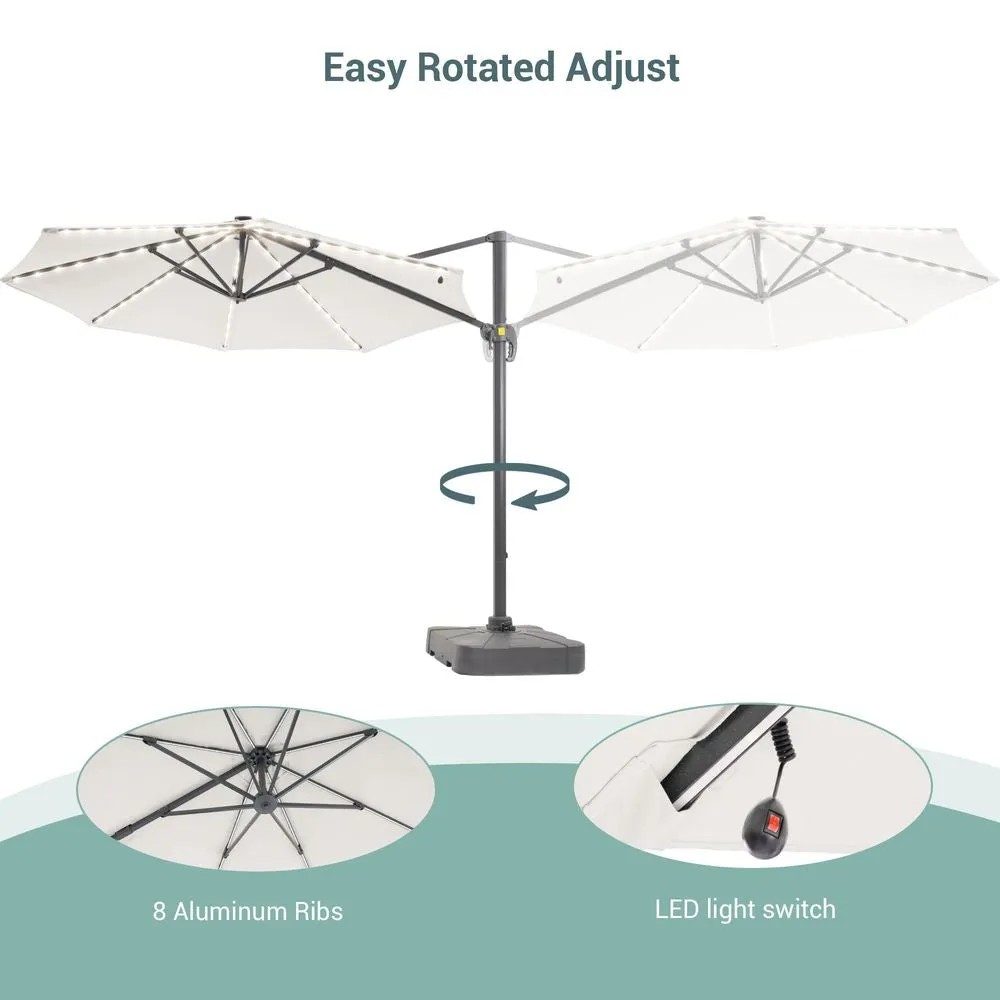 SONKUKI 11ft LED Cantilever Umbrella Pro 