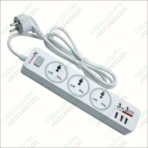 Speed X303pu Premium Portable Power Strip 3socket 3usb Port In Pakistan