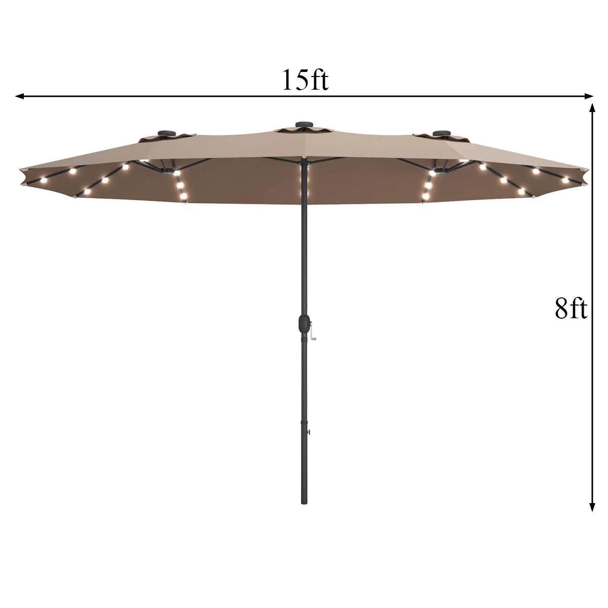 Tangkula 15 Ft Solar LED Patio Double-Sided Umbrella