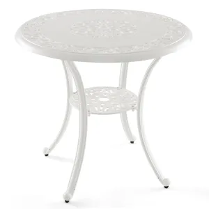 Tangkula 31.5” Cast Aluminum Patio Dining Table, Round Outdoor Bistro Table with 2” Umbrella Hole