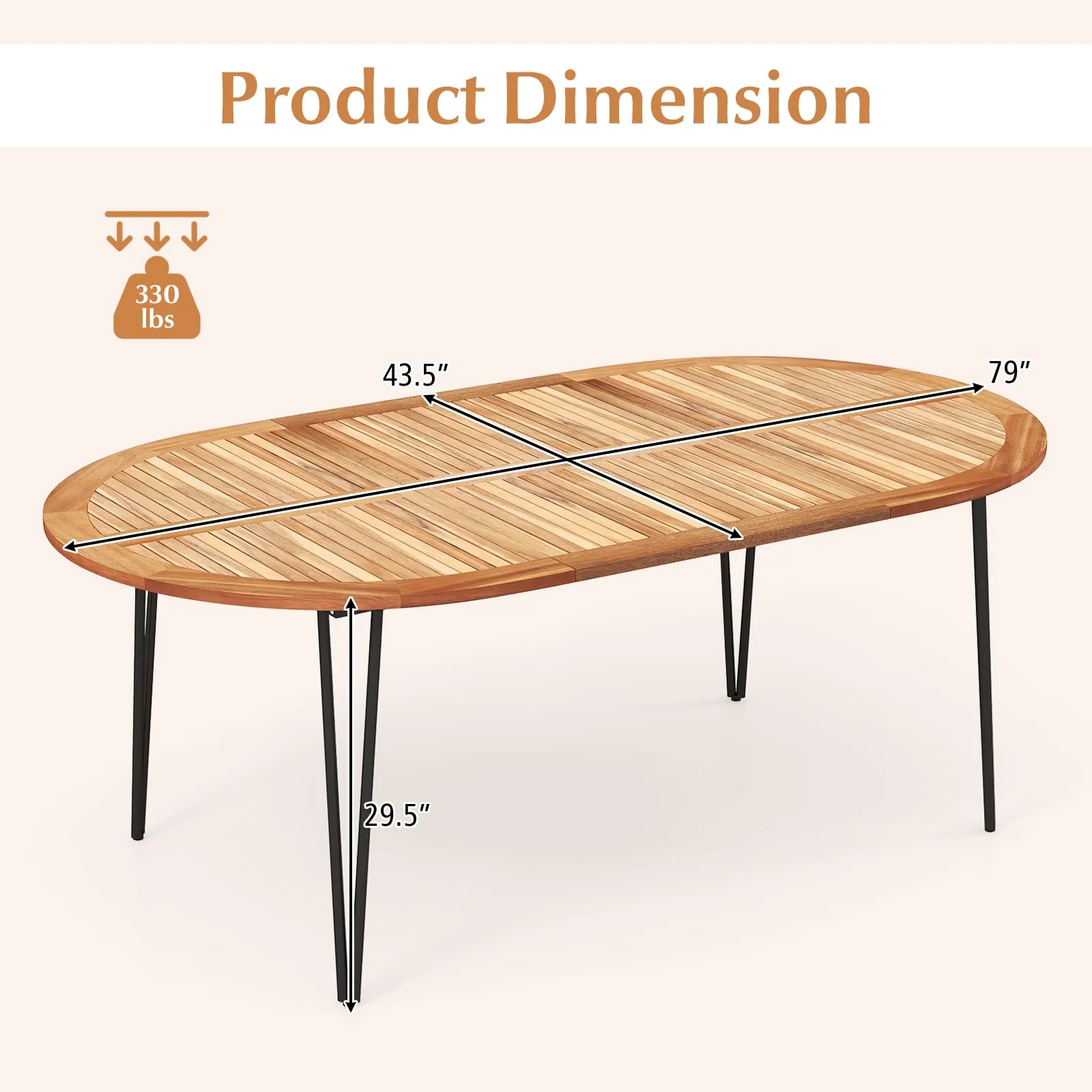 Tangkula 79-Inch Patio Dining Table, Indoor & Outdoor Dining Table w/Umbrella Hole, Acacia Wood Tabletop