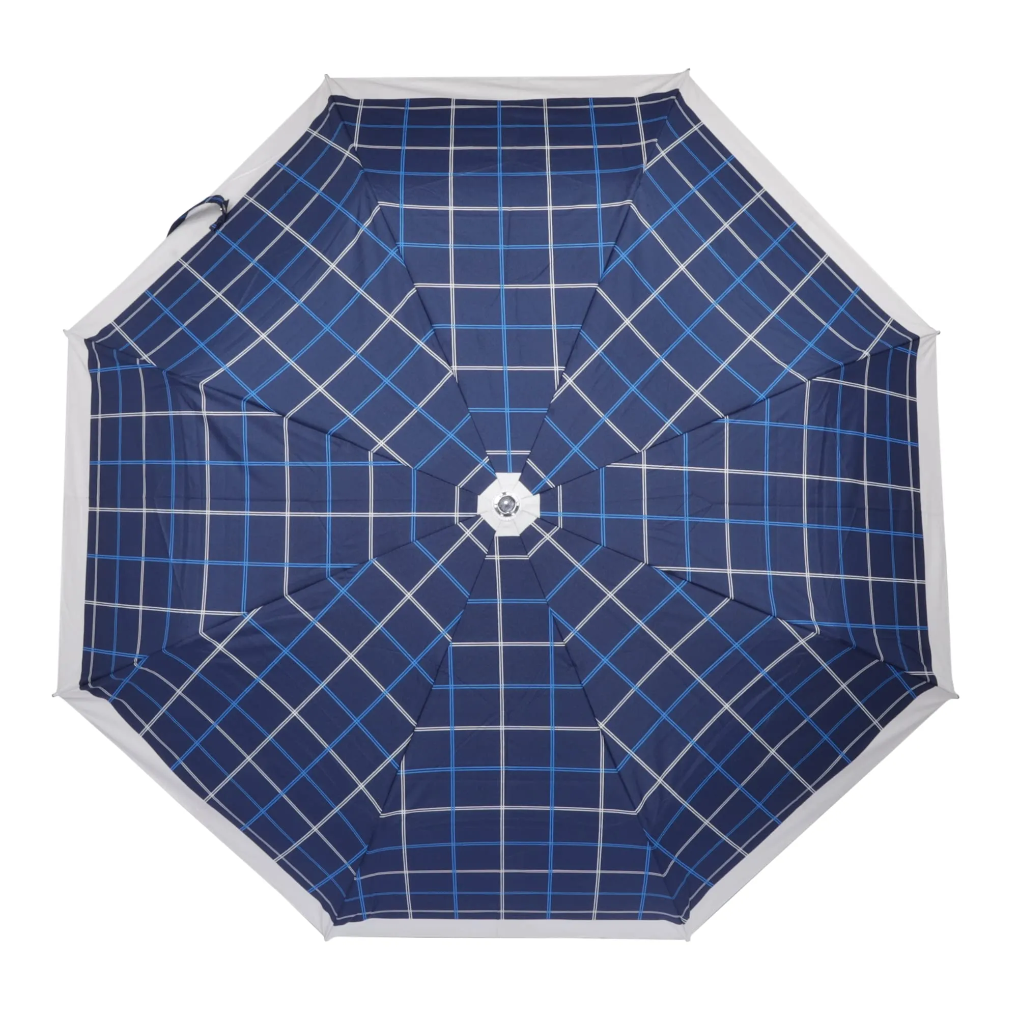 THE CLOWNFISH Umbrella 3 Fold Auto Open Waterproof Pongee Double Coated Silver Lined Umbrellas For Men and Women (Checks Design- Royal Blue)