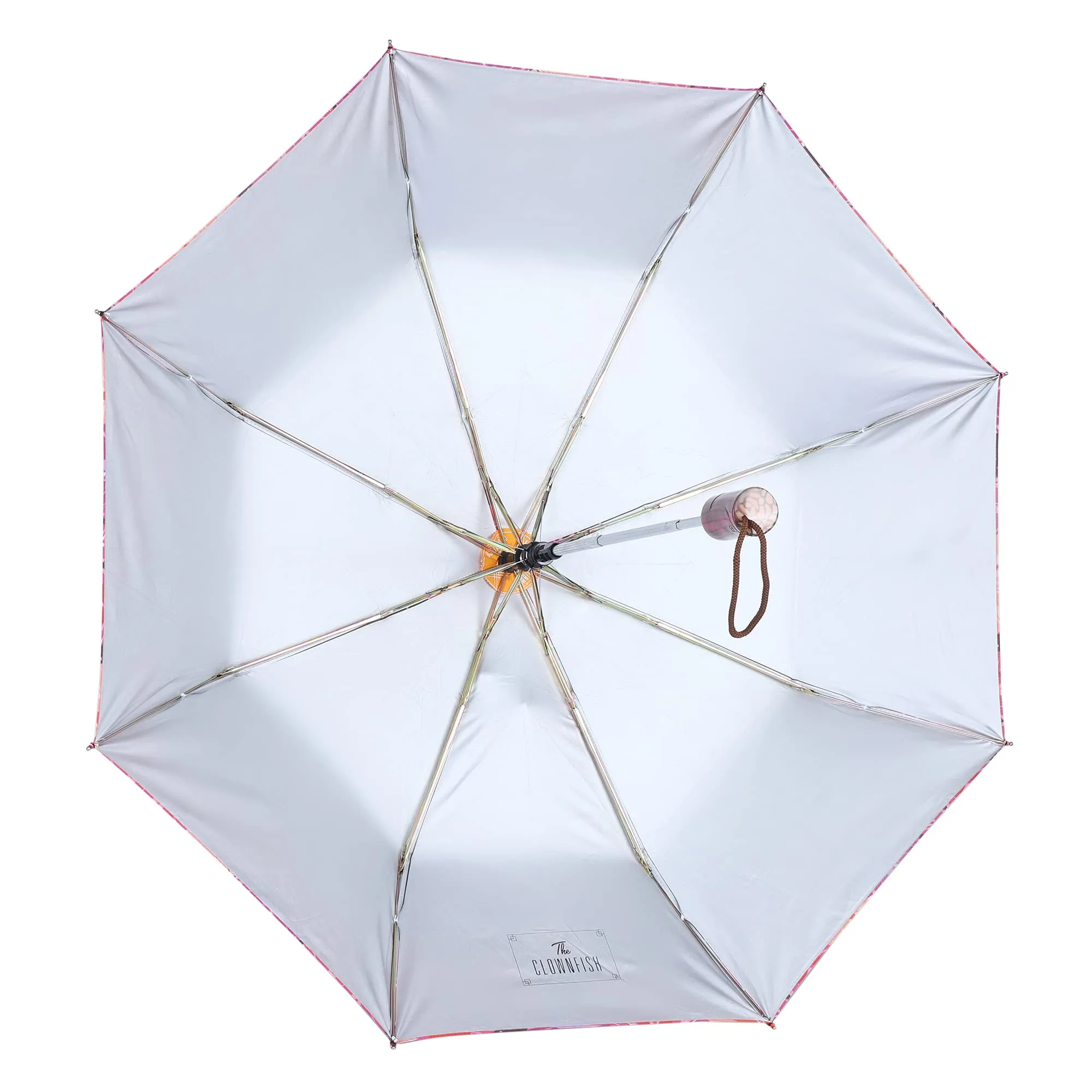 THE CLOWNFISH Umbrella 3 Fold Auto Open Waterproof Pongee Double Coated Silver Lined Umbrellas For Men and Women (Printed Design- Dark Brown)