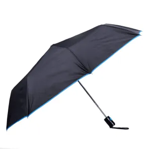 THE CLOWNFISH Umbrella Coloured Piping Series 3 Fold Auto Open Waterproof 190 T Polyester Double Coated Silver Lined Umbrellas For Men and Women (Coloured Piping-Blue)