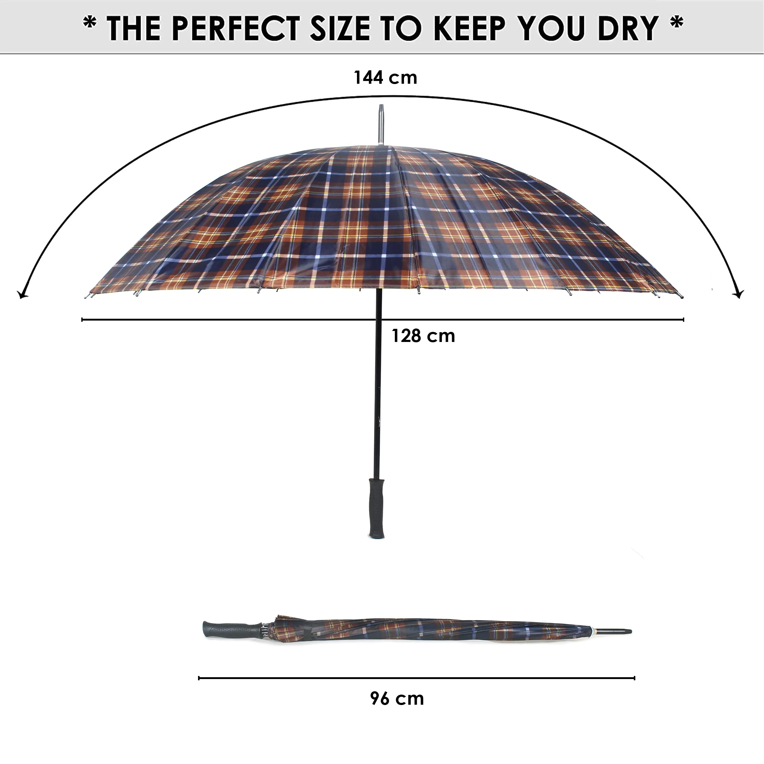 THE CLOWNFISH Umbrella Single Fold Manual Open Waterproof Polyester Umbrellas For Men and Women (Checks Design- Yellow Ochre)