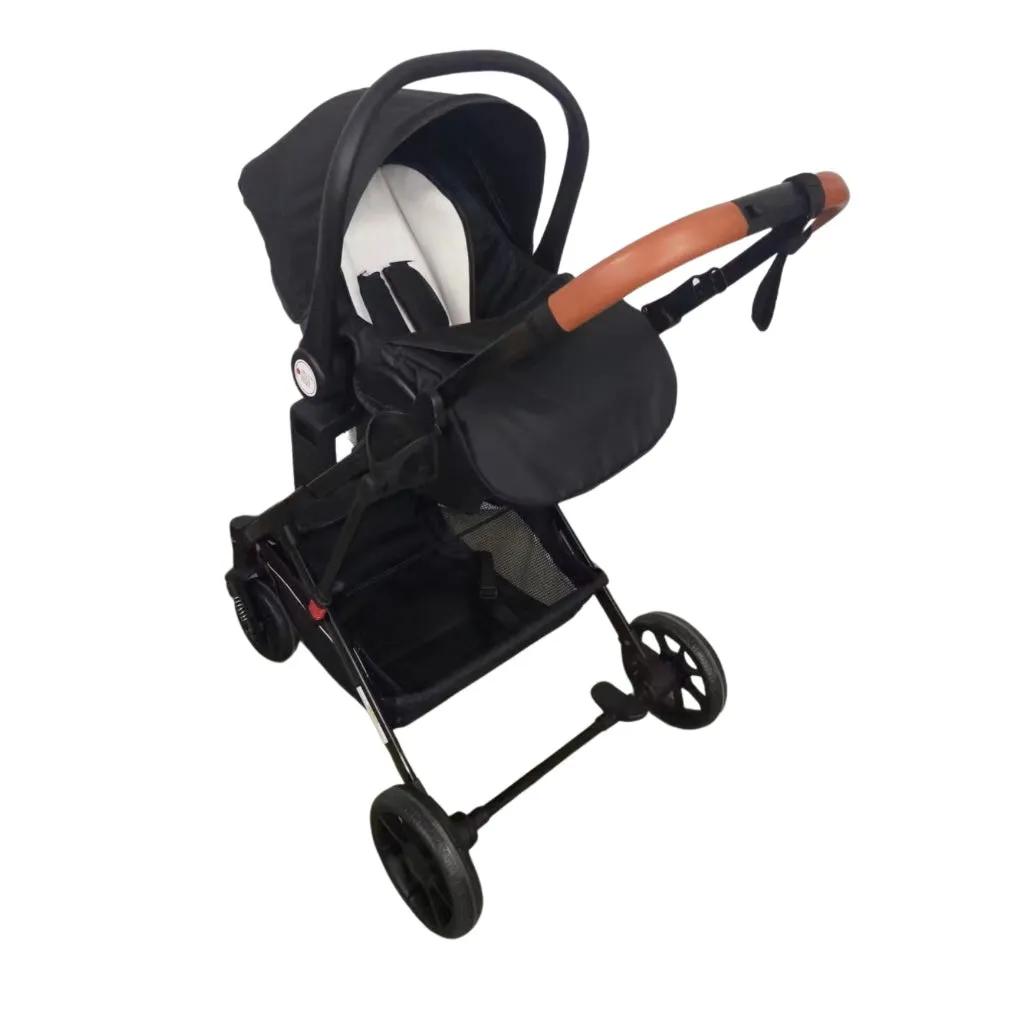 The Flex Beige: 3 in 1 Stroller, Open Bassinet, and Capsule Car Seat Combo