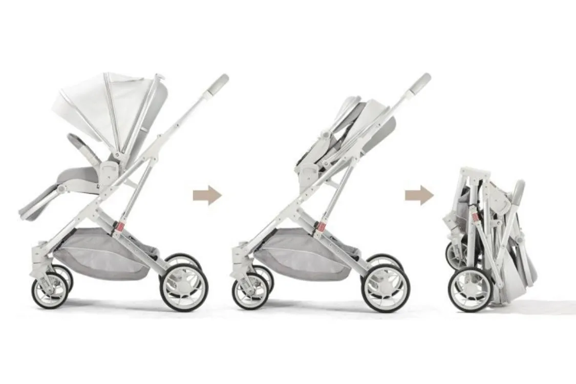 The Flex Beige: 3 in 1 Stroller, Open Bassinet, and Capsule Car Seat Combo