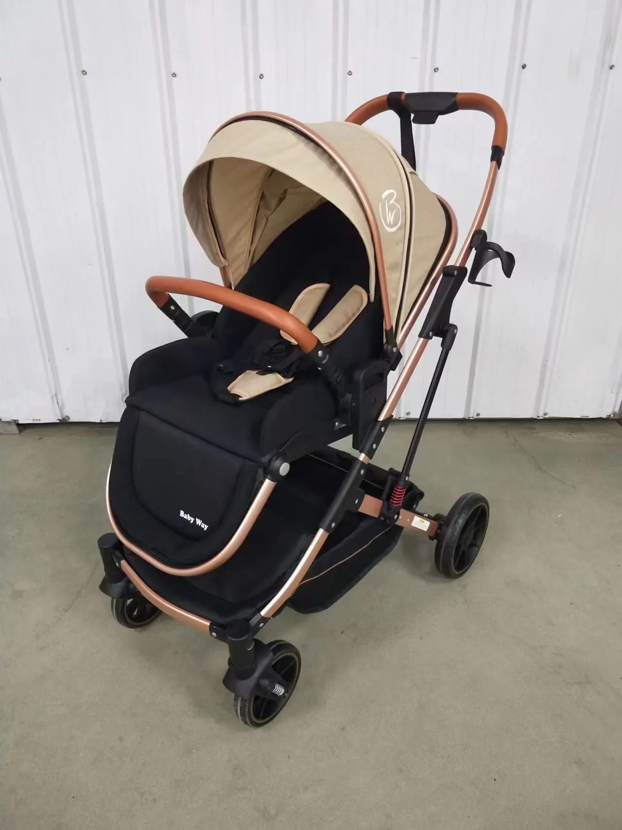 The Flex Beige: 3 in 1 Stroller, Open Bassinet, and Capsule Car Seat Combo