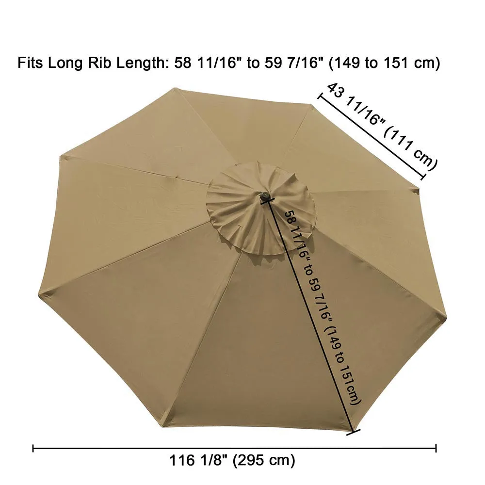 TheLAShop 10ft 8-Rib Patio Market Umbrella Replacement Canopy