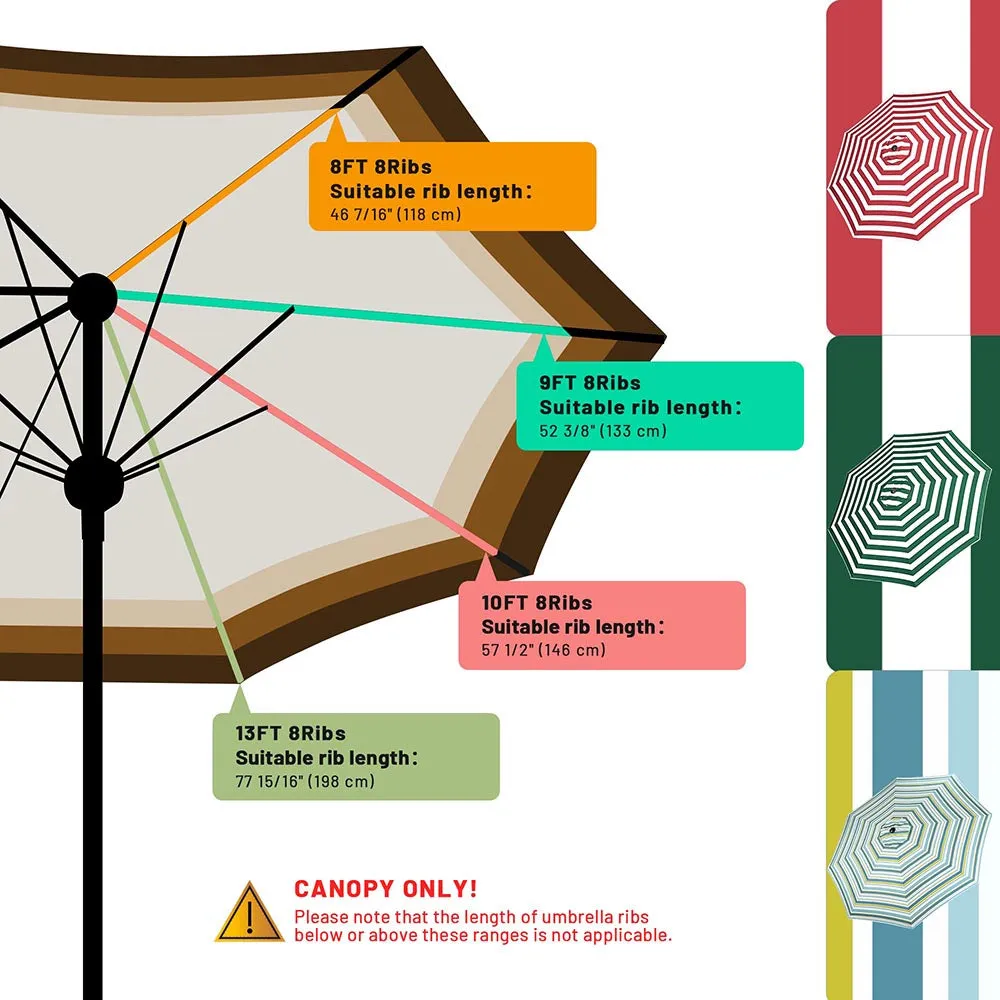 TheLAShop 10ft 8-Rib Patio Market Umbrella Replacement Canopy