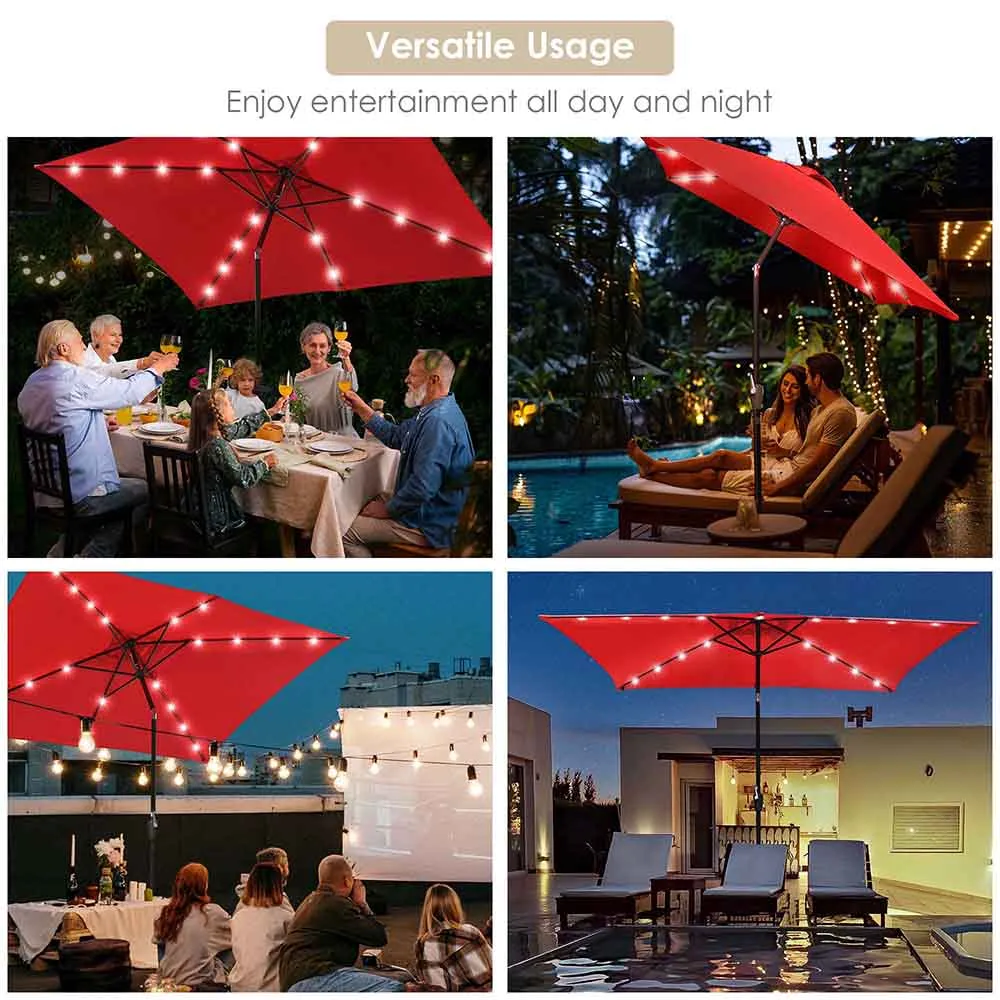 TheLAShop 10ft Rectangular Umbrella with Solar Lights