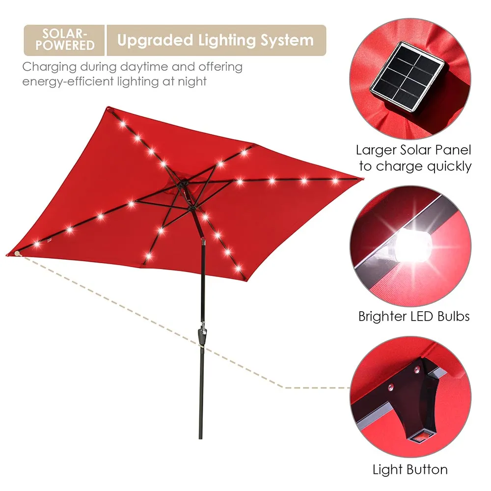 TheLAShop 10ft Rectangular Umbrella with Solar Lights