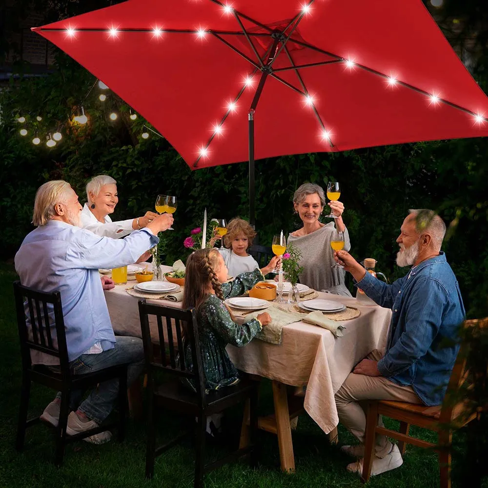 TheLAShop 10ft Rectangular Umbrella with Solar Lights