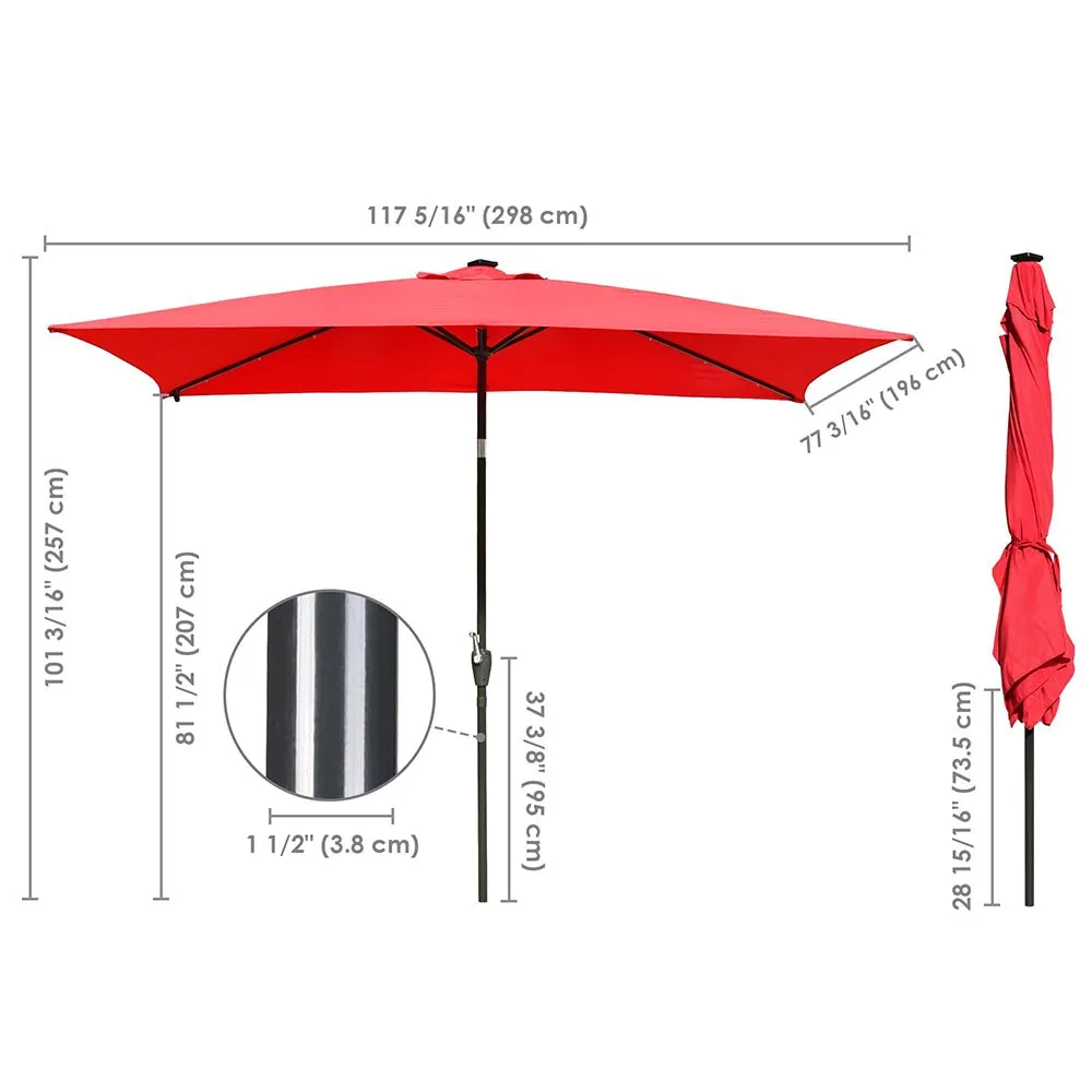 TheLAShop 10ft Rectangular Umbrella with Solar Lights