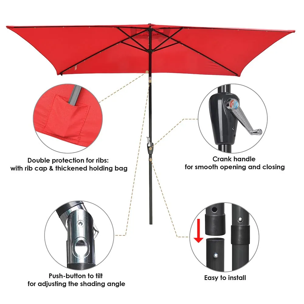 TheLAShop 10ft Rectangular Umbrella with Solar Lights