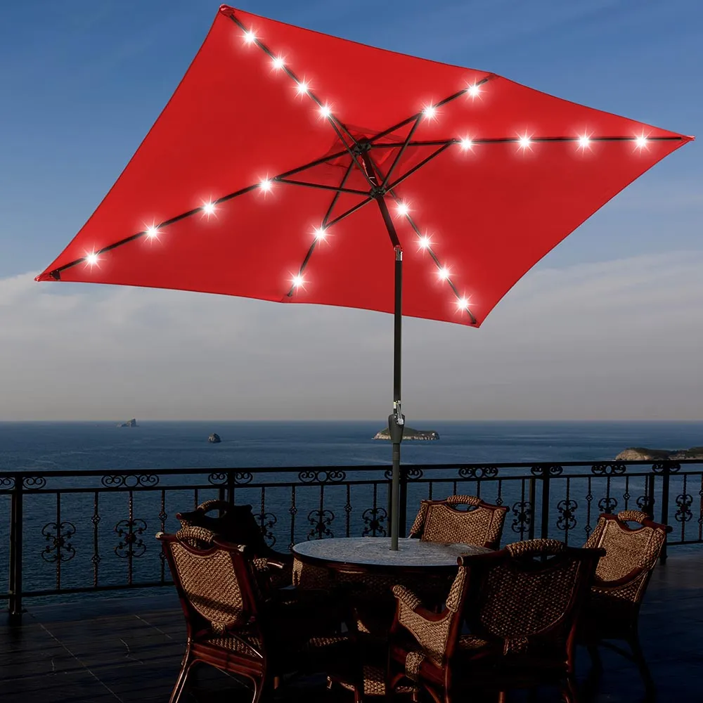 TheLAShop 10ft Rectangular Umbrella with Solar Lights