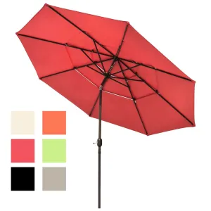 TheLAShop 11 ft Tilt Market Umbrella 3-Tiered 8-Rib