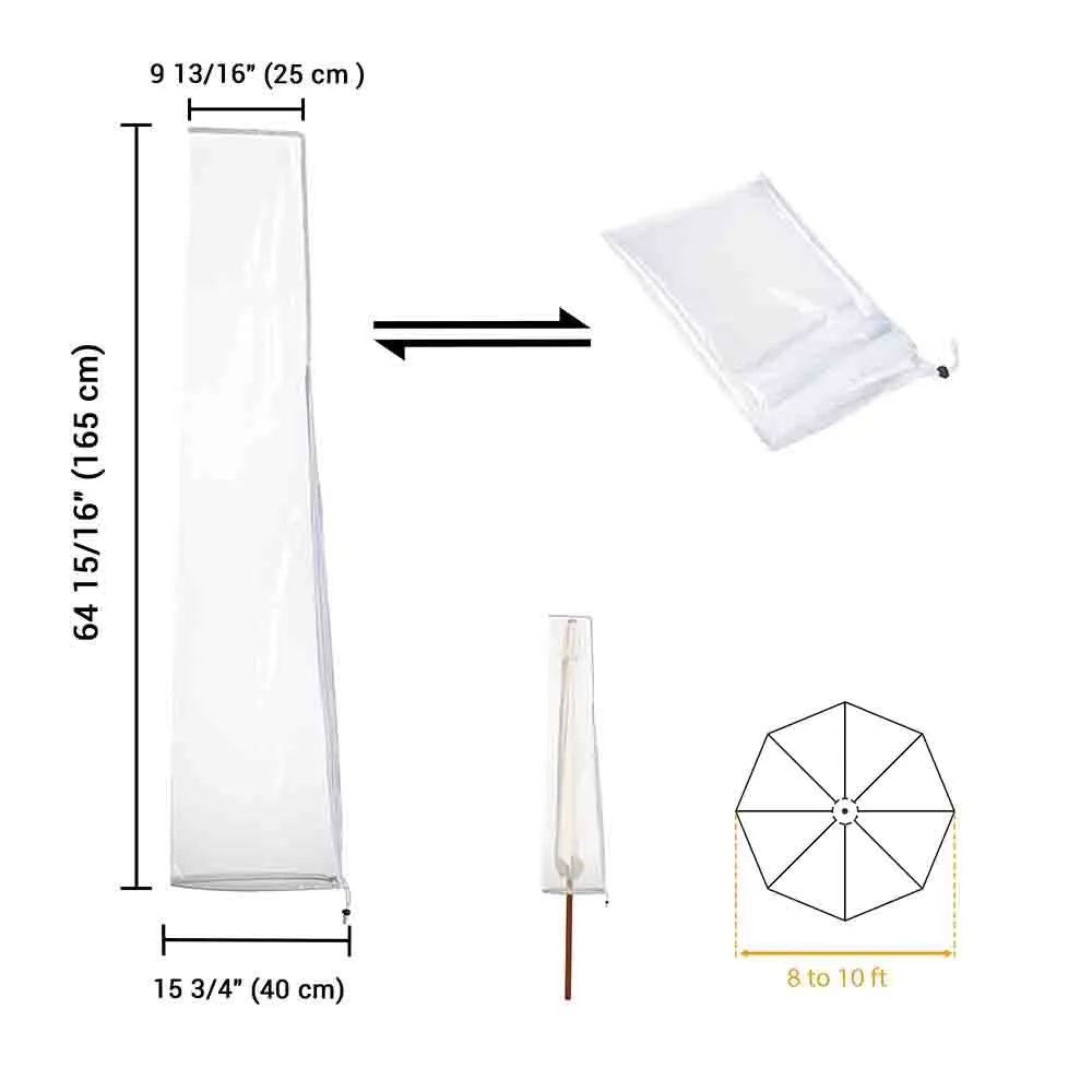 TheLAShop Outdoor Umbrella Cover with Zipper 65 in. Transparent