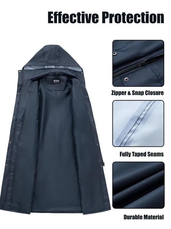 Ubon Women's Rain Coat Waterproof with Hood Long Raincoat Lightweight Rain Jacket