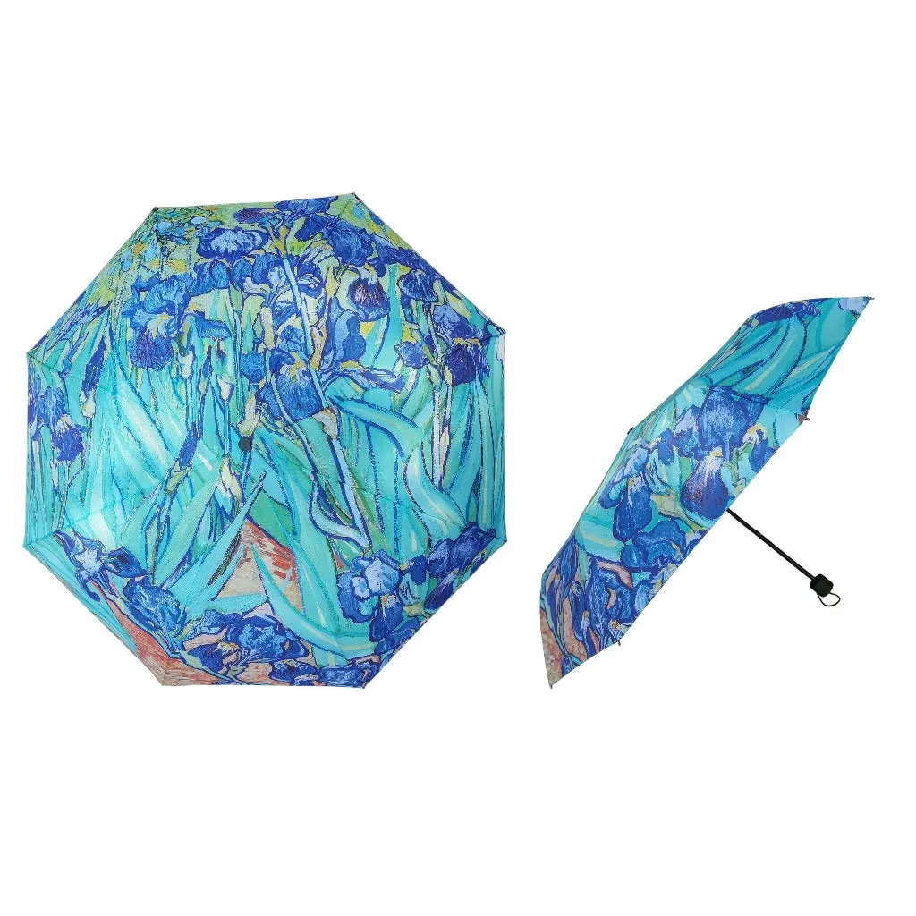 Van Gogh Iris - Art Folding Umbrella - Blue Floral Brolly