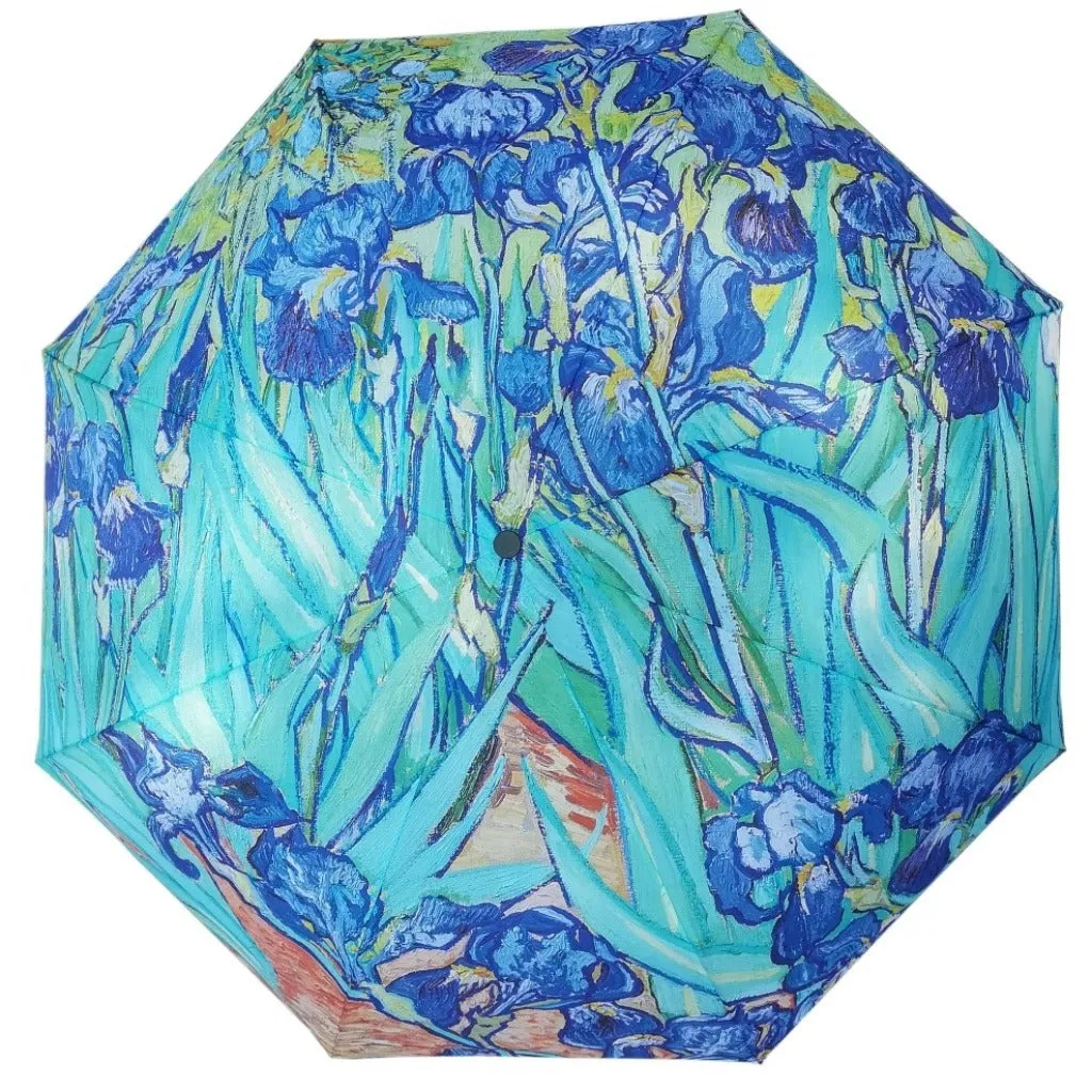 Van Gogh Iris - Art Folding Umbrella - Blue Floral Brolly