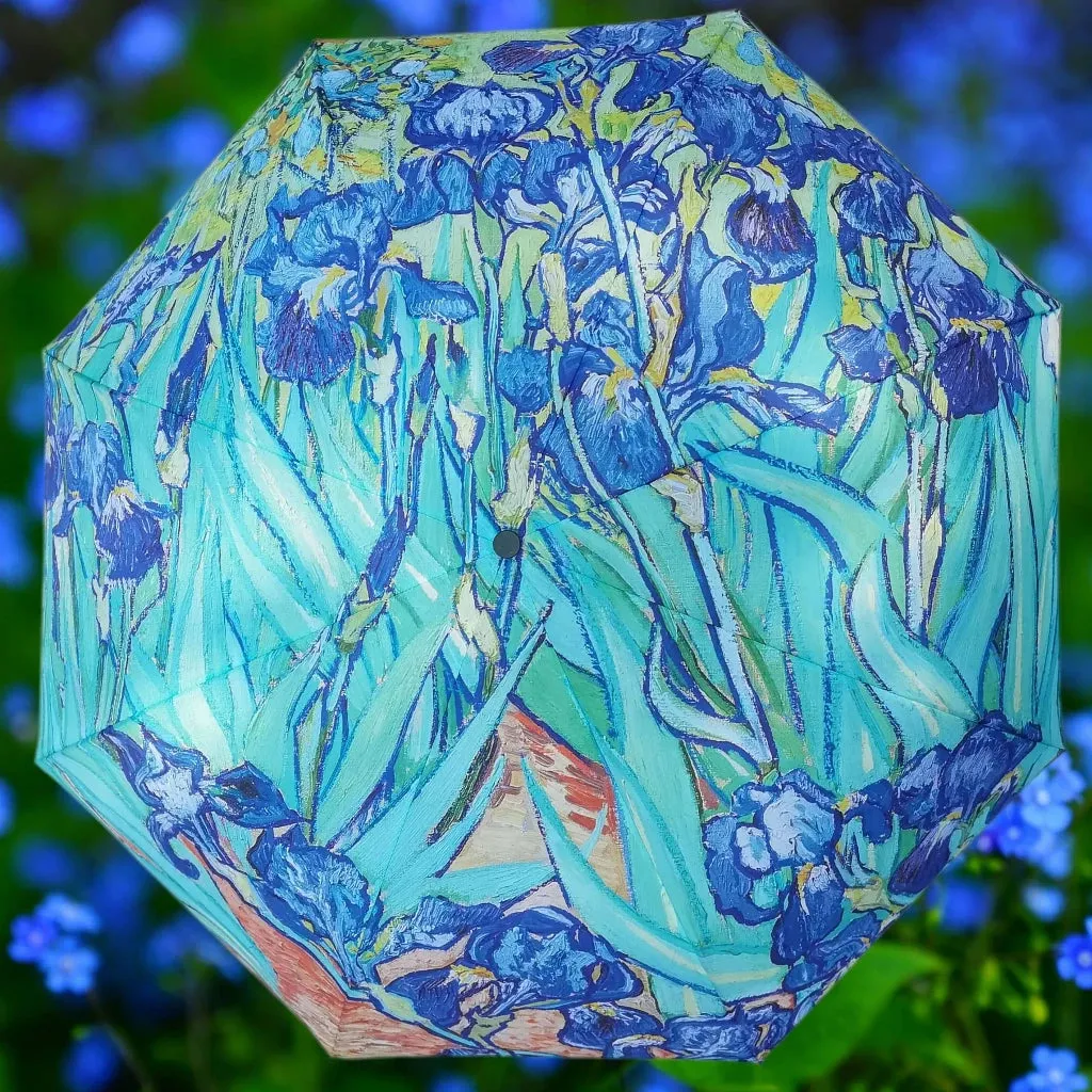 Van Gogh Iris - Art Folding Umbrella - Blue Floral Brolly