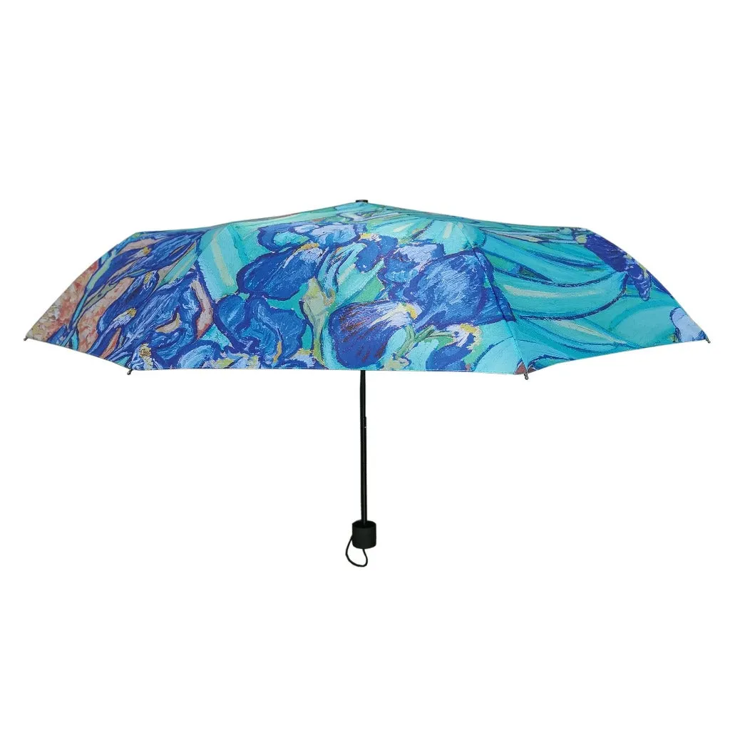 Van Gogh Iris - Art Folding Umbrella - Blue Floral Brolly