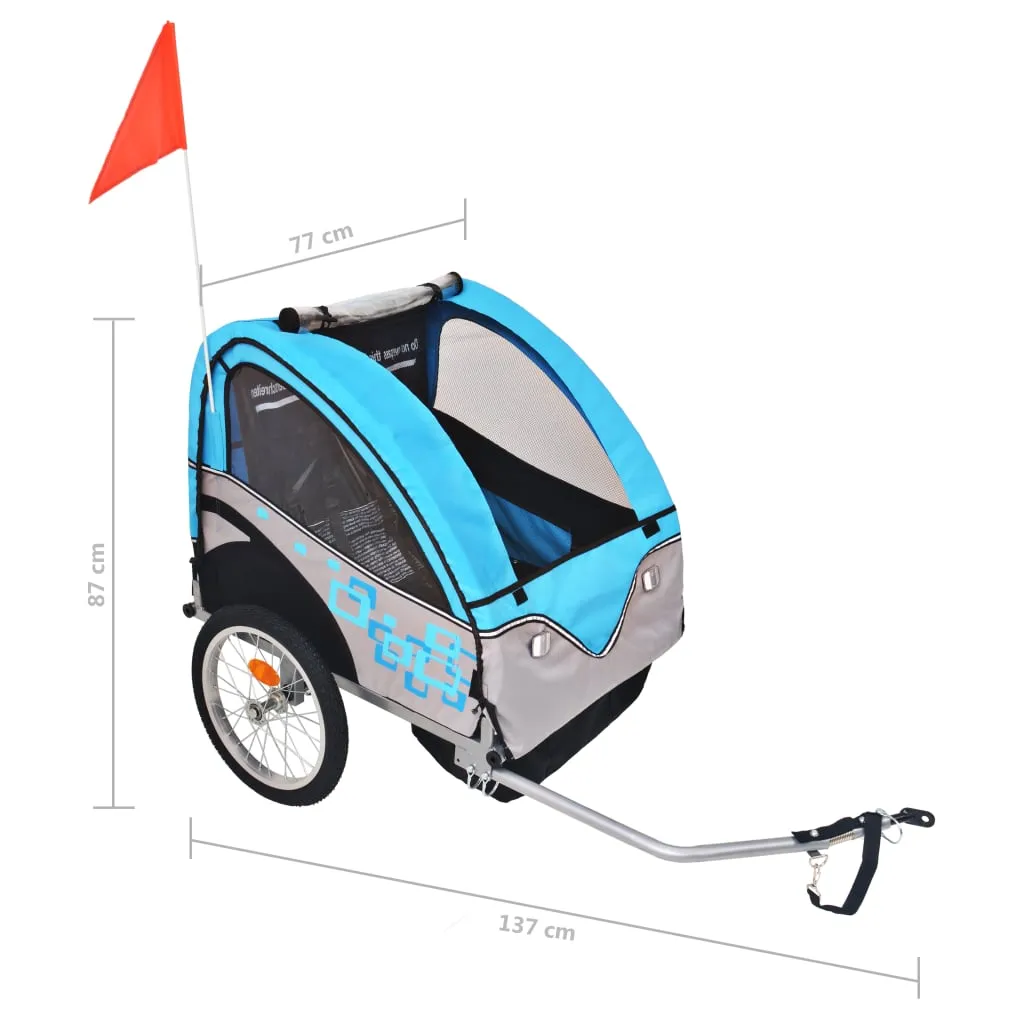 vidaXL Bike Trailer Grey and Blue 30 kg