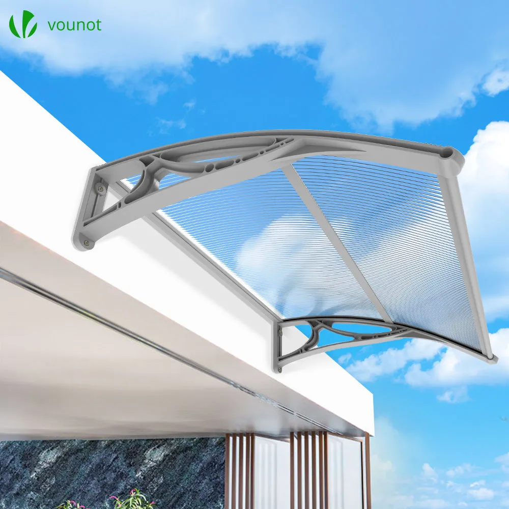 VOUNOT 100x80cm Front Door Canopy Porch Outdoor Awning, Patio Rain Shelter