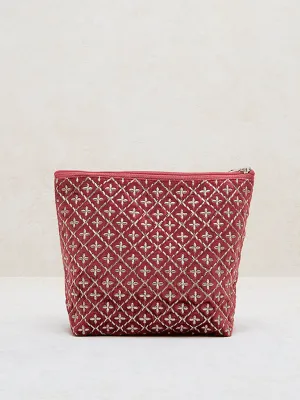 Westside Home Red Jal Embroidered Pouch