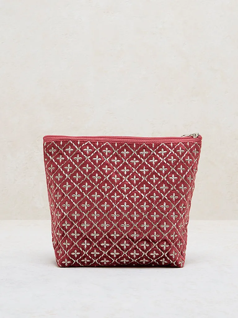 Westside Home Red Jal Embroidered Pouch