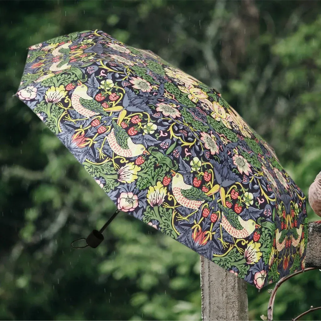 William Morris Strawberry Thief Blue - Art Folding Umbrella